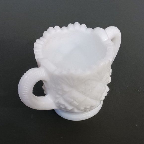 Westmoreland Thumbelina Milk Glass Child's Butter Dish Creamer Sugar Bowl Mint - Picture 3 of 6